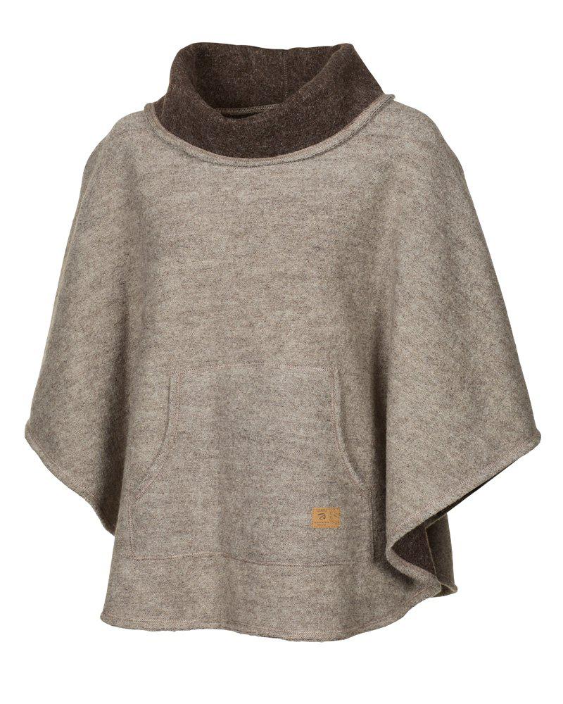 NLS HUMLA PONCHO, 100% FARBECHTE WOLLE — LATTE