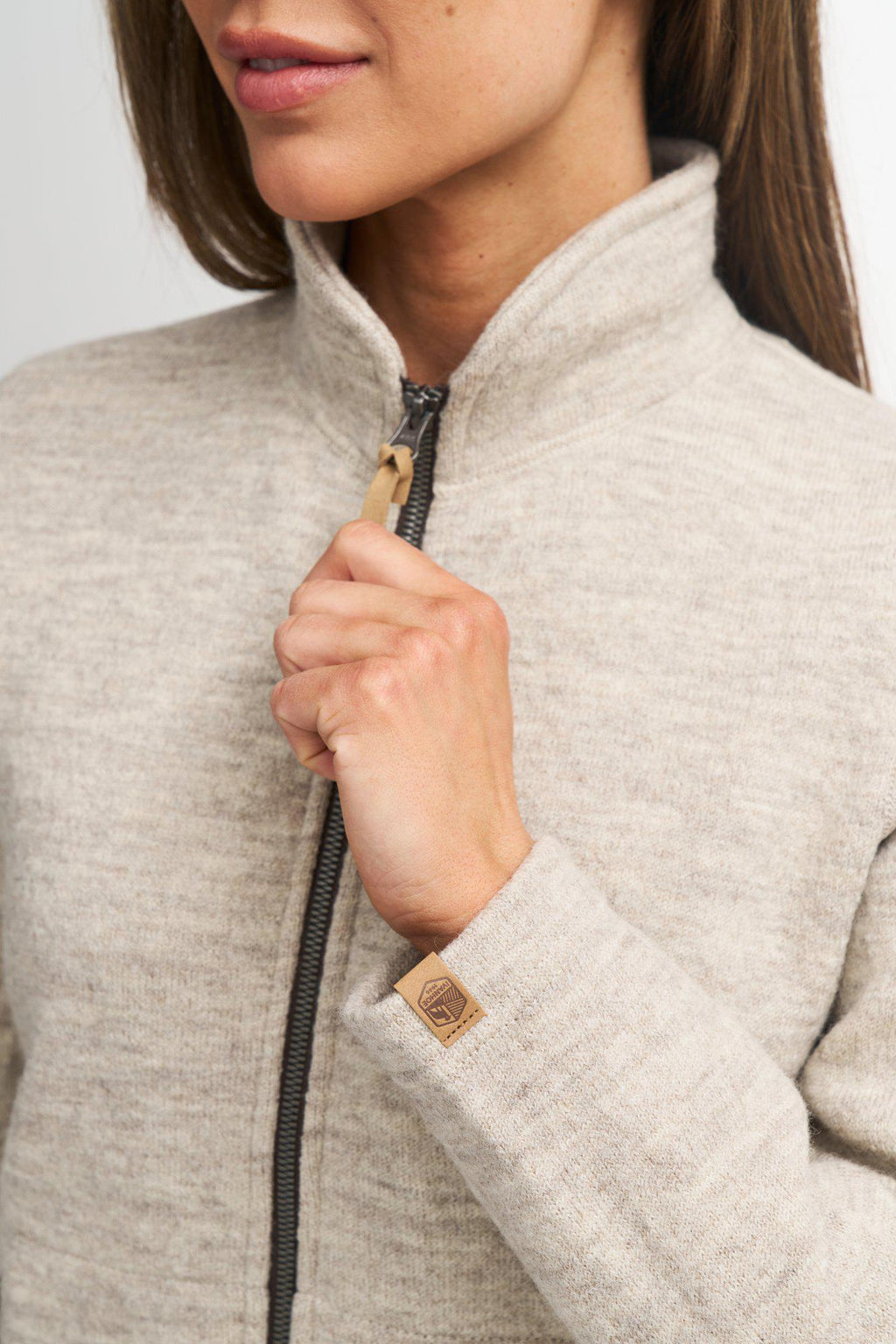 NLS TWIG Voll-Reißverschluss, 100 % alpaka Wolle — Schokolade