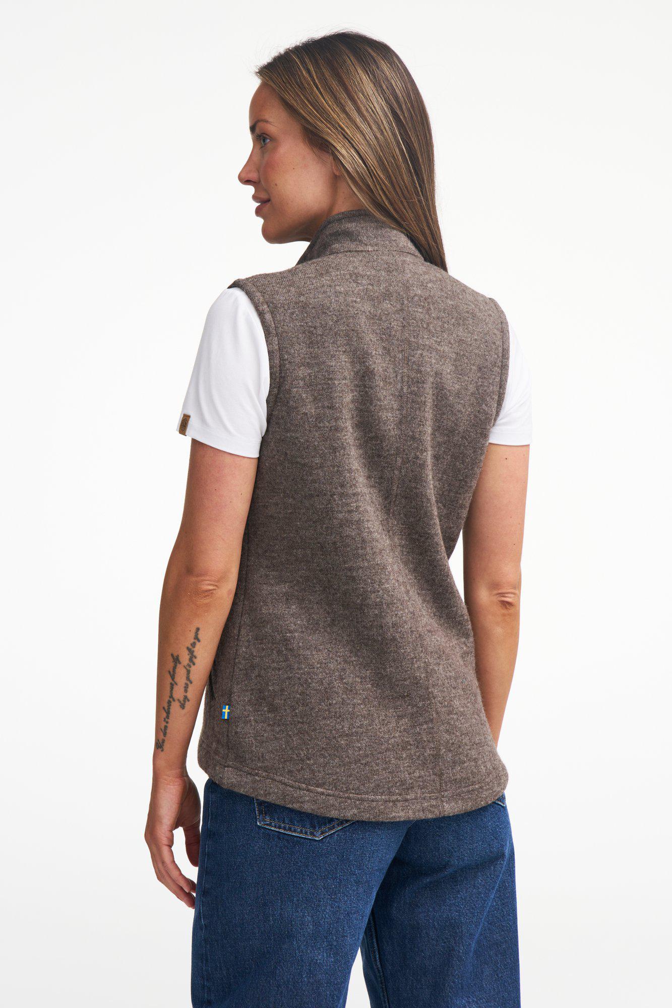 NLS COCO VEST, 100 % FARBEGTE WOLLE — SCHOKOLADE