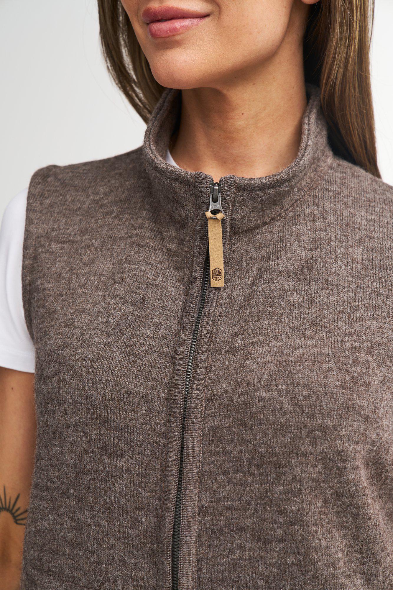 NLS COCO VEST, 100 % FARBEGTE WOLLE — SCHOKOLADE