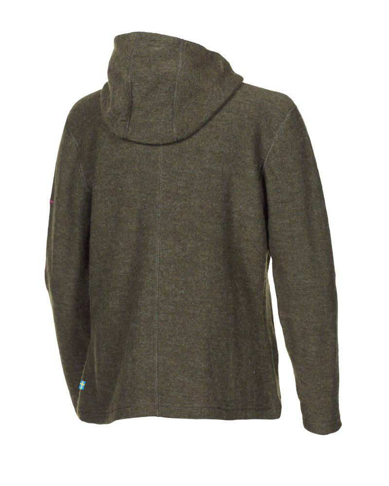 TARA HOOD, 98 % WOLLE — LODEN GRÜN