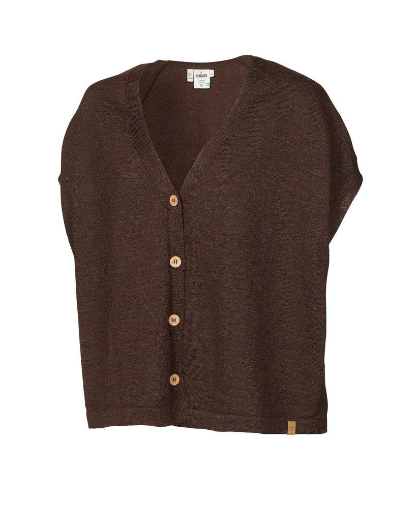 NLS POPPY PONCHO, 100 % FÄRGBARE WOLLE — KAFFEEBOHNEN