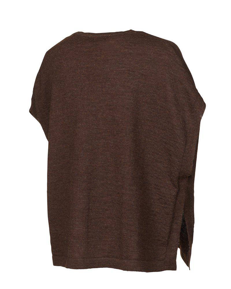 NLS POPPY PONCHO, 100 % FÄRGBARE WOLLE — KAFFEEBOHNEN