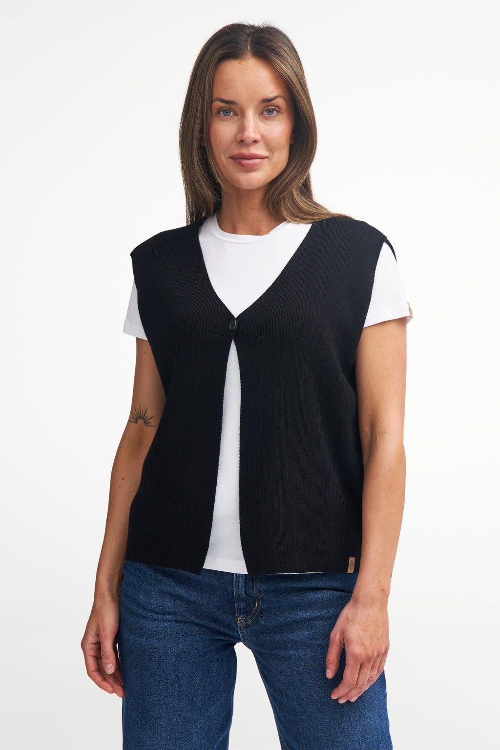 GY RYDA Poncho-Weste — Grau Meliert