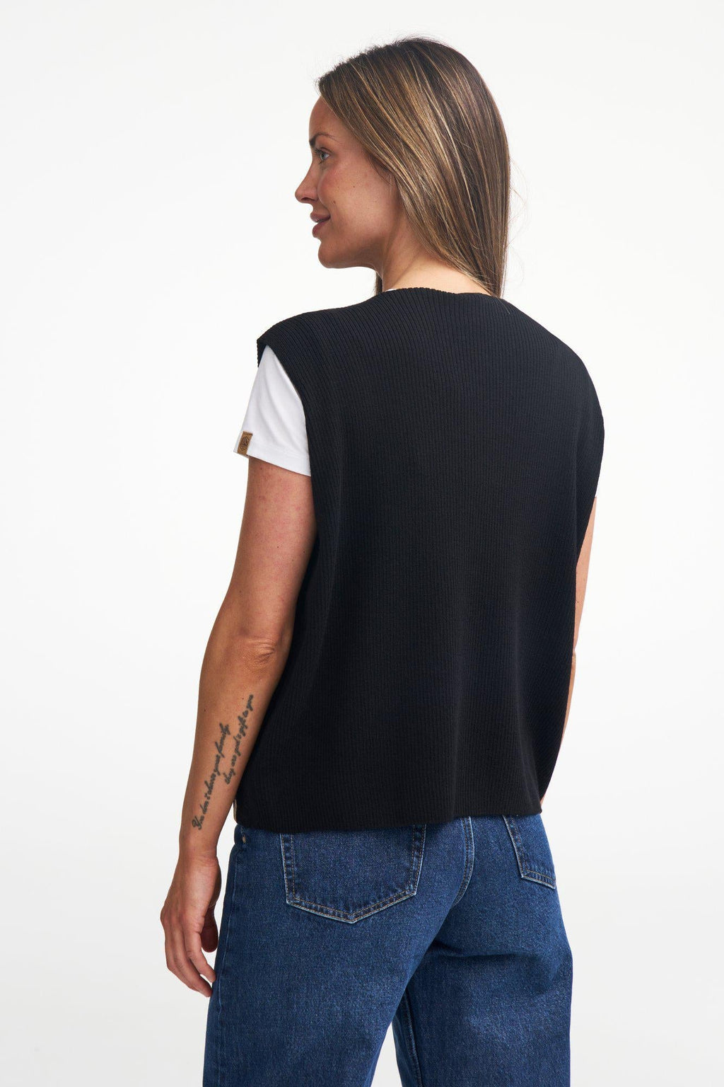 GY RYDA Poncho-Weste — Grau Meliert