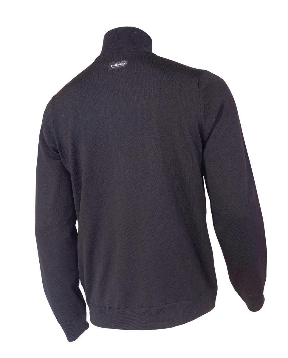 YORK Vollzip-Windbreaker, 100 % extra feine Merinowolle — Schwarz