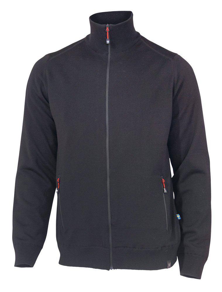 YORK Vollzip-Windbreaker, 100 % extra feine Merinowolle — Schwarz