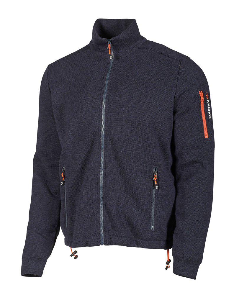 HADAR Vollreißverschluss Windbreaker, 100 % extra feine Merinowolle — Navy