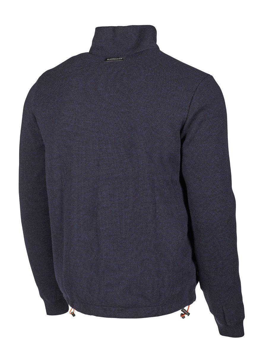 HADAR Vollreißverschluss Windbreaker, 100 % extra feine Merinowolle — Navy