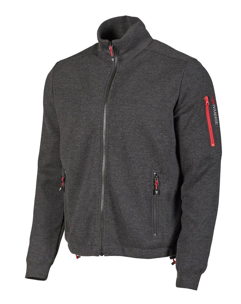 HADAR Vollzipp-Windbreaker, 100 % extra feine Merinowolle — Graphit Melange