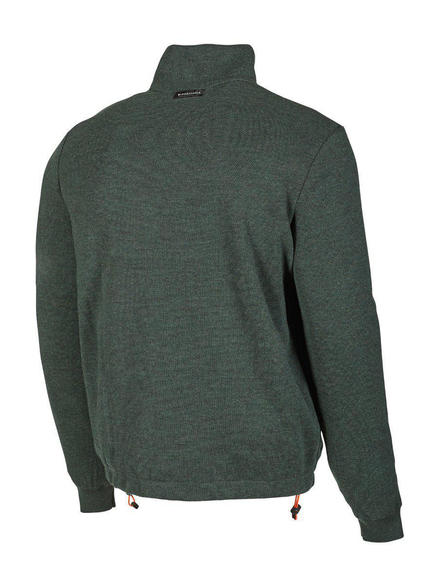 HADAR Vollreißverschluss Windbreaker, 100 % Extra Feine Merinowolle — Gewehrgrün