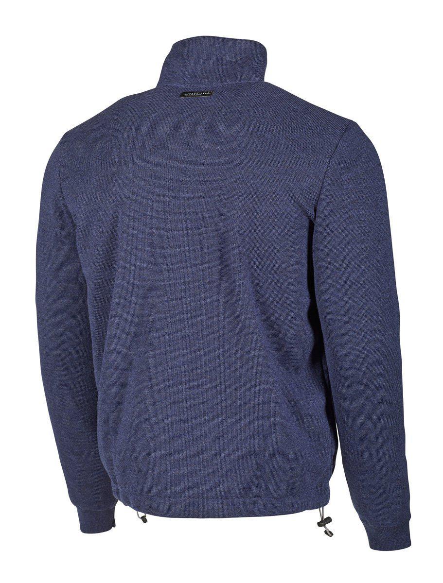 HADAR Vollreißverschluss Windbreaker, 100 % extra feine Merinowolle — Stahlblau