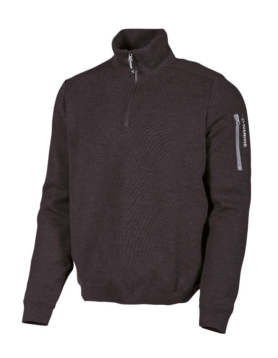 HADAR Half-Reißverschluss Windbreaker aus 100 % extra feiner Merinowolle — Schwarz