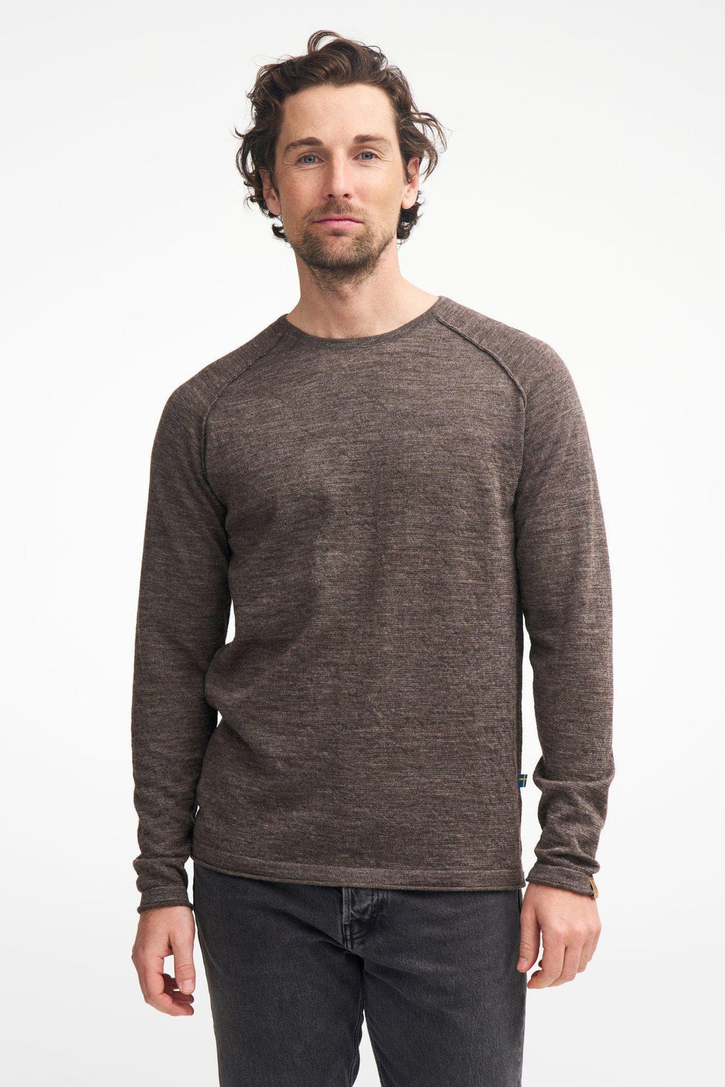 NLS BEECH CREWNECK, 100 % UNGEBFÄRBTE WOLLE — MUSKAT