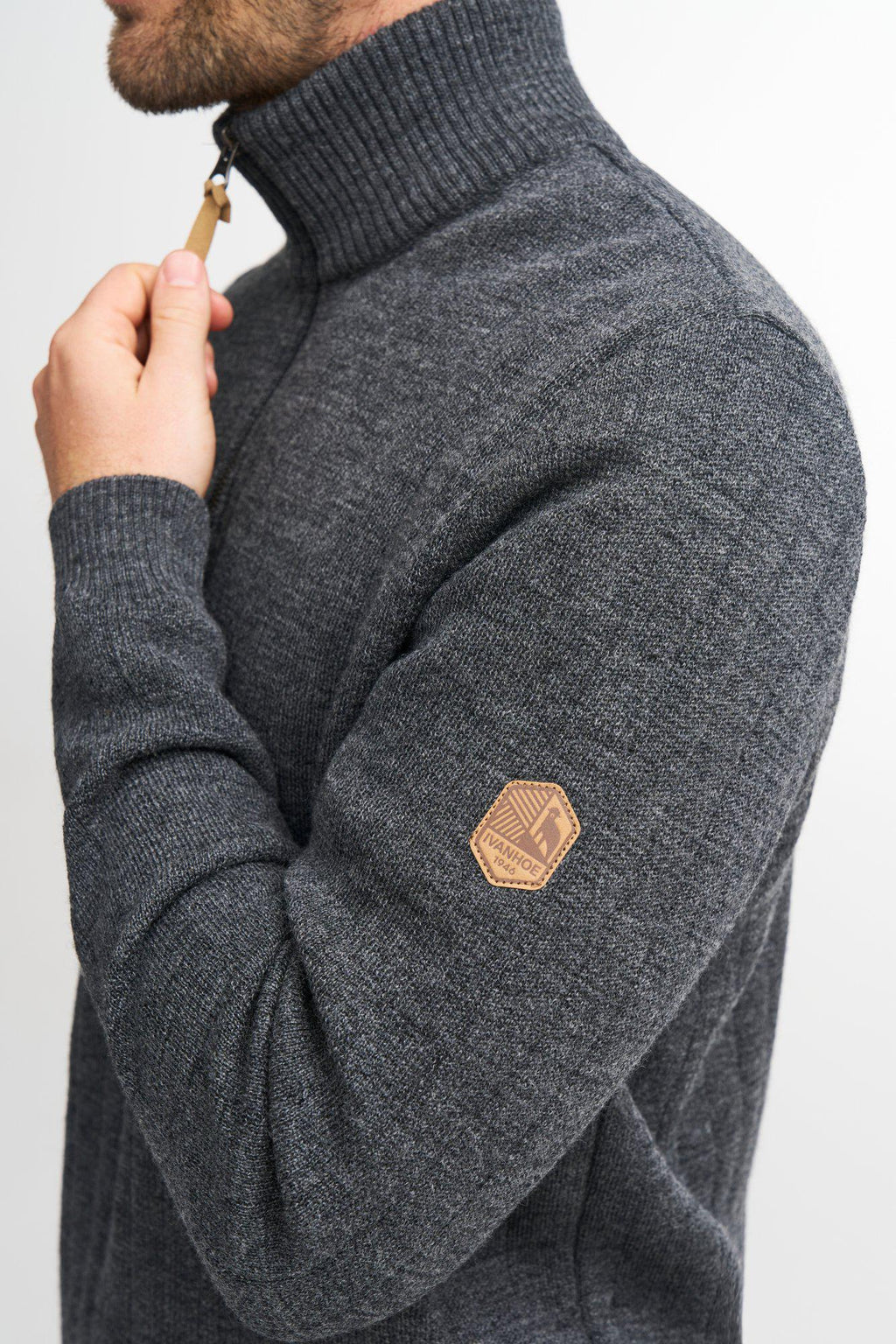 HUGO Halber Reißverschluss, Windjacke, 100 % Schurwolle — Tiefrot