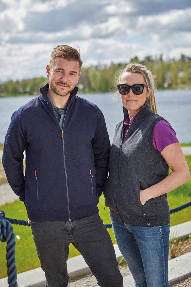 YORK Weste Windbreaker, 100 % Extra Fein Merinowolle — Denim